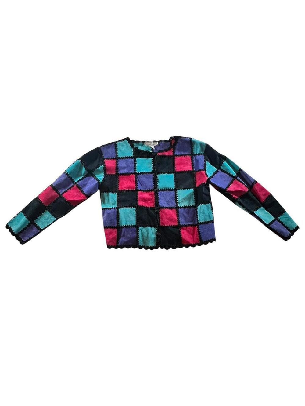 Vintage Colorblock Patchwork Leather Jacket